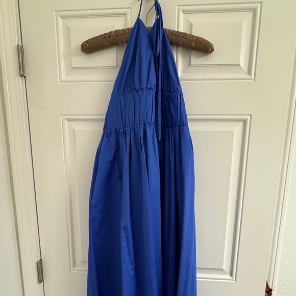 cos blue long dress COS + Long Dress With Square Neck